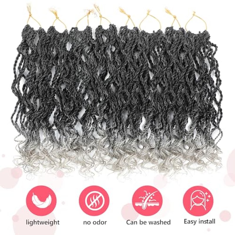 Wavy Senegalese Twist Crochet Hair For Black Women 8 Inch 10 Packs Senegalese Twist Braiding Hair Crochet Twists Pre Looped Twist Crochet Hair Curly Crochet Twist Hair With Curly Ends(1B#)