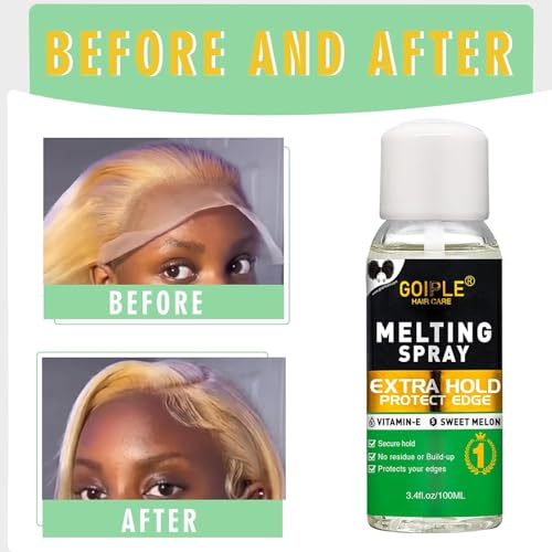 Lace Melting Spray - Glue-Less Hair Adhesive for Wigs & Extensions, Extra Hold Natural Forming Wax Stick