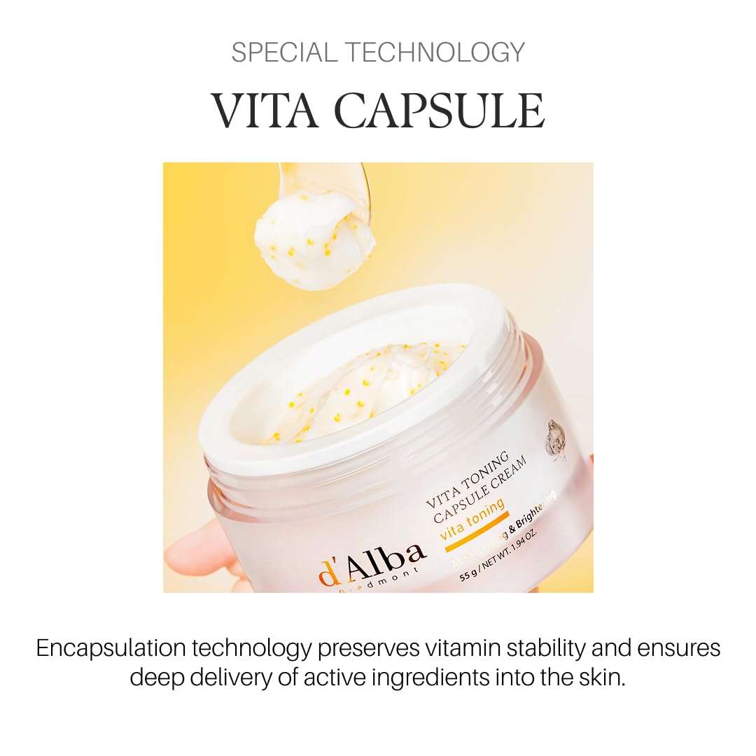 d'alba Piedmont Italian White Truffle Oil Capsule Cream, Glass Skin with Vita-Cera Oil Capsules, Deep Hydration Face Moisturizer (1.94 oz.)