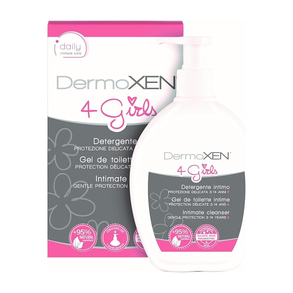 DERMOXEN 4 GIRLS Intimate Pediatric Cleanser for Children 2-13 Years. Gentle Intimate Soap against Itching and Redness. Without Sles, Parabens, Allergens. 200 ml