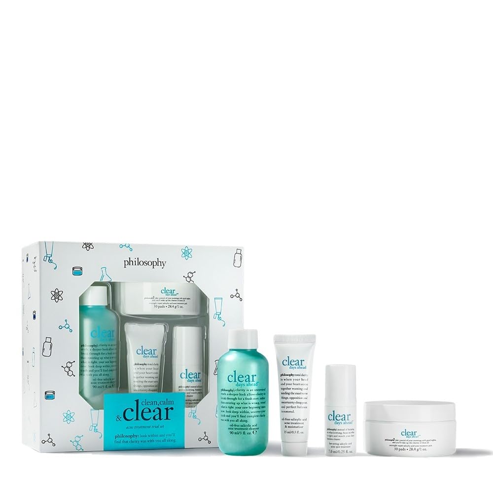 philosophy clear days ahead oil-free acne treatment facial cleanser - face wash with salicylic acid - effectively reduces breakouts