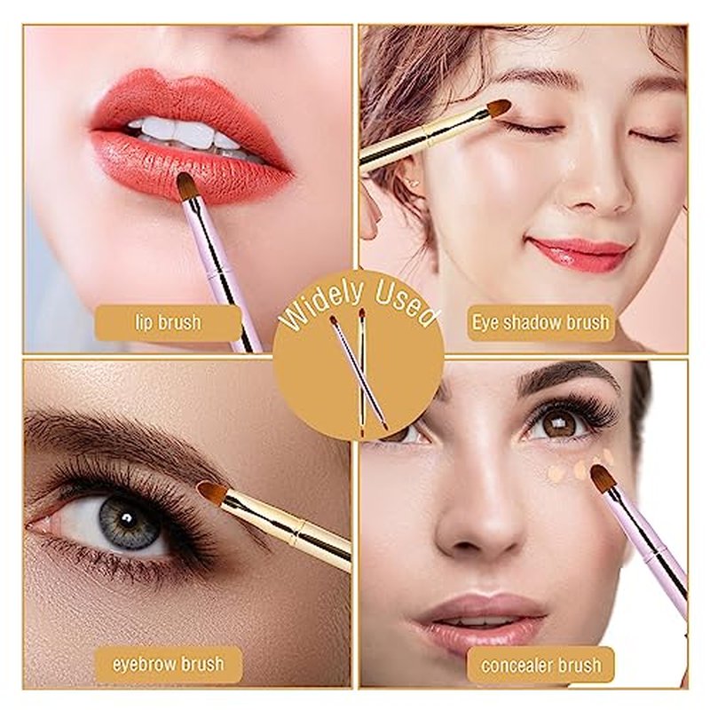 2 Pack Retractable Lip Brush for Lipstick Lip Gloss Double-Ended Lip Makeup Brushes with Cap Lipstick Brush Applicator Travel