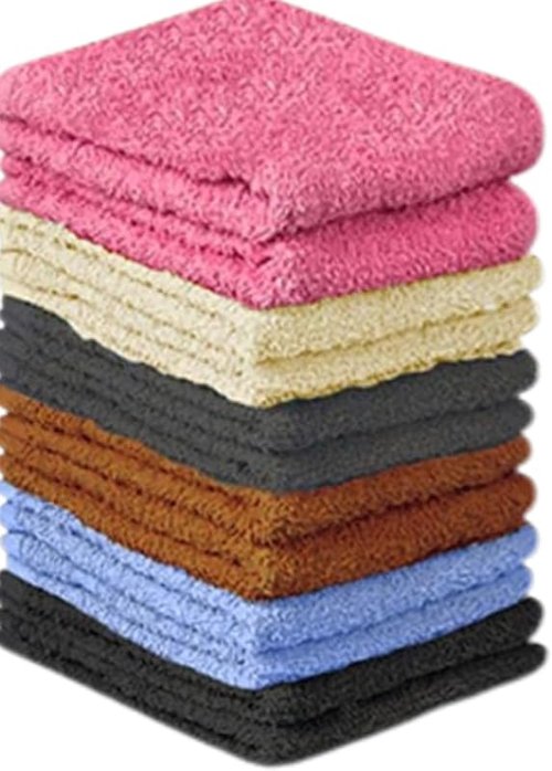QUBA LINEN 100% Cotton - Wash Cloth Set - Pack of 24, Flannel Face Cloths, Highly Absorbent and Soft Feel Fingertip Towels (Multi Color, 12x12 Pack of 12)