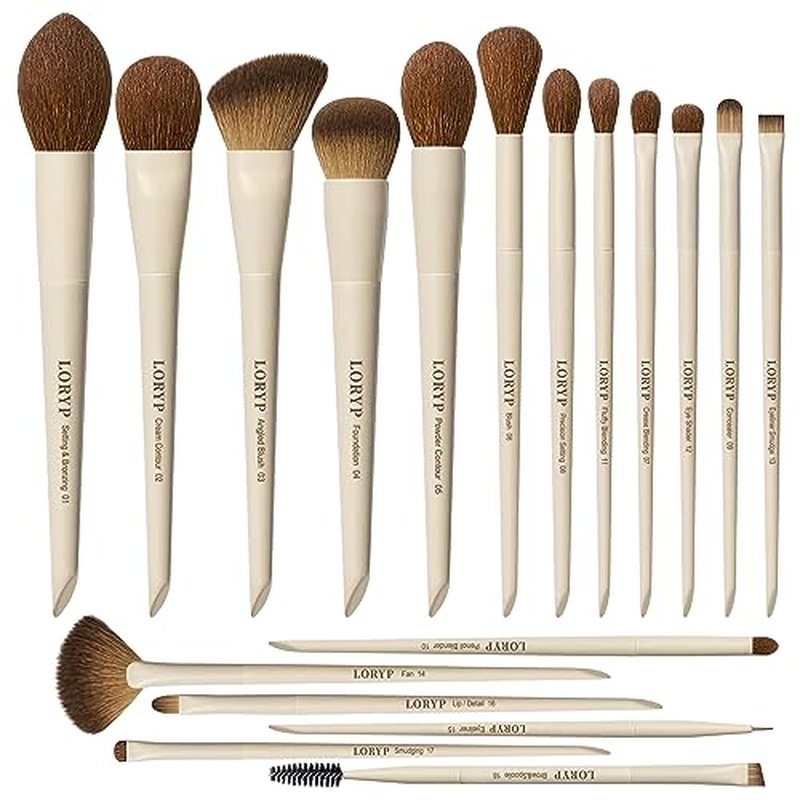 LORYP Black Makeup Brushes Set 21Pcs Powder Blush Foundation Concealer Highlighter Brush Vegan Pro Face and Eye Brush Kit