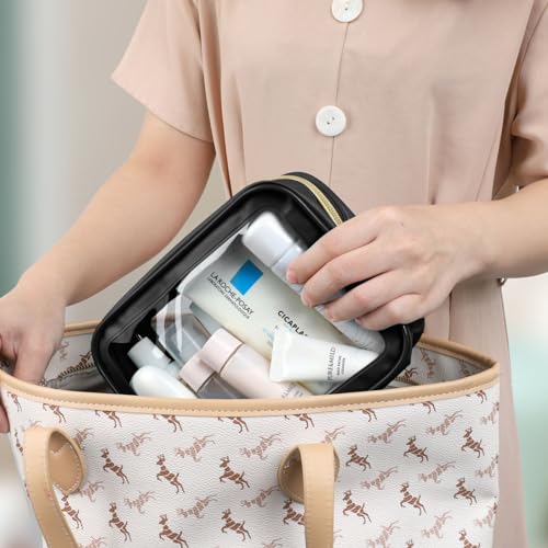 PACKISM TSA Approved Toiletry Bag - Upgrade Color-Edged Clear Makeup Bag, Unique Appearance, 2 Pack Hold Lots of Items, Reusable Clear Toiletry Bags for Travel Essentials, Green (2 Sizes)