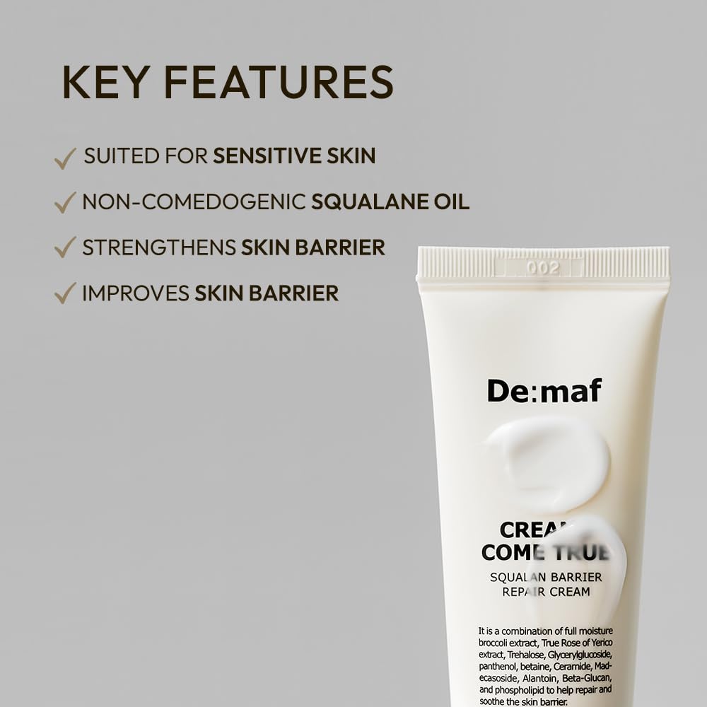 Creams Come True Squalane Barrier Repair Cream | Korean Face Moisturizer with Squalane Oil, Ceramides & Panthenol | K Beauty Skincare for Glass Skin (1.7 fl oz)