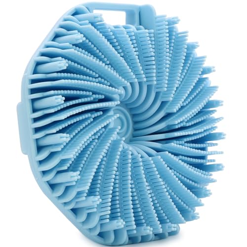 WETANG Silicone Body Scrubber, Body Wash Scrubber, Shower Scrubber for Body, Non-Slip Handle for Easy Cleaning, Travel Friendly (Black)