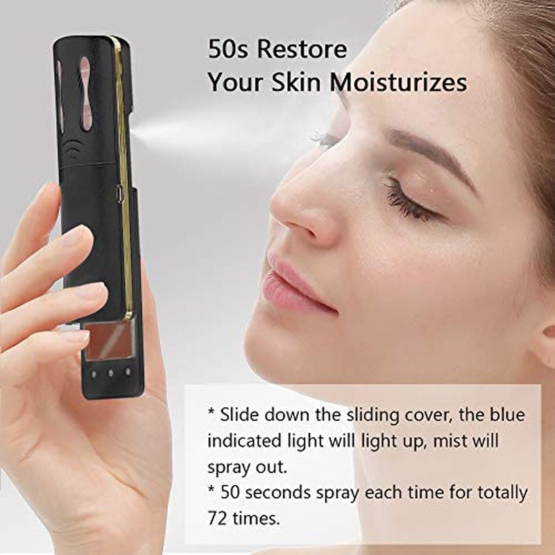 ZLiME Nano Face Steamers Facial Spa Hair Steamer Mist Spray Deep Cleaning Moisturizing Hydration USB Charging Charge for Woman Man (Black)