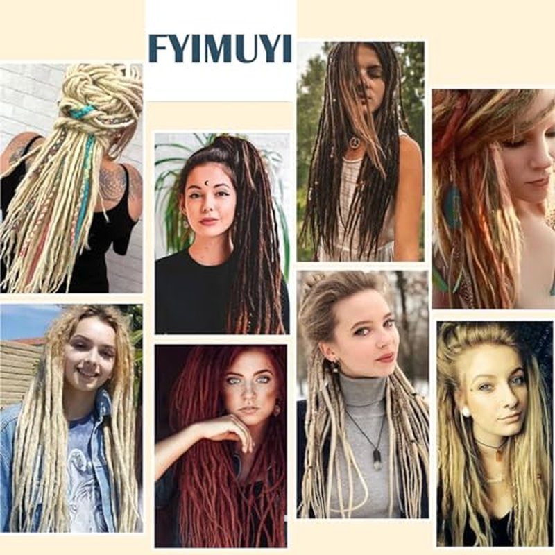 Double Ended Dreadlocks Extensions 22 inch 10 strands 0.6cm Thin DE Dread Extensions Braid In Dreadlock Extensions for White Women #350