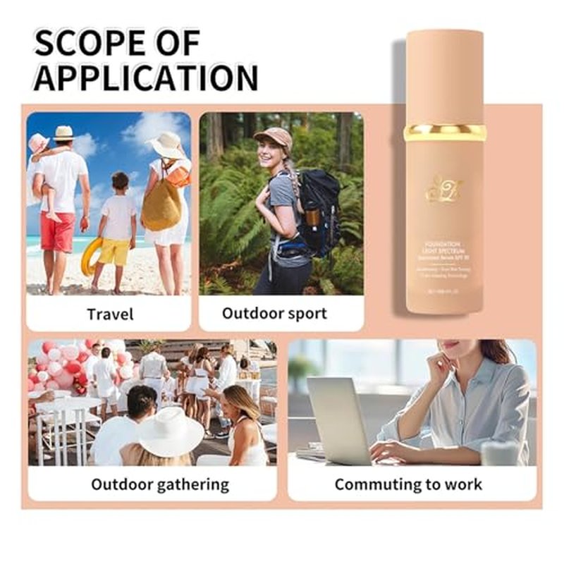 4 In 1 Foundation Liquid 30g，Temperature Changing Foundation，Medium Spectrum with SPF 50+ & Longwearing & Waterproof，High Coverage Korean Makeup Liquid Foundation Base Makeup Concealer Cosmetics ﻿