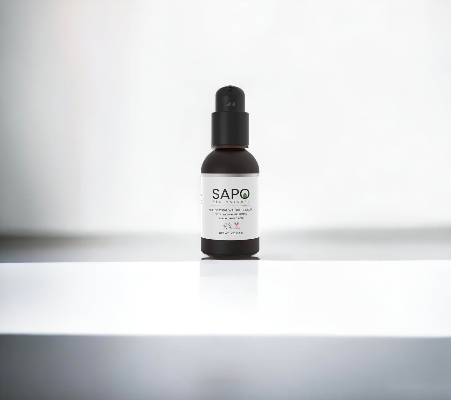Sapo All Natural Smoothing Face Serum with Bakuchiol, Hyaluronic Acid, Squalane & Retinyl Palmitate, Lightweight Anti-Aging Serum, 1 oz