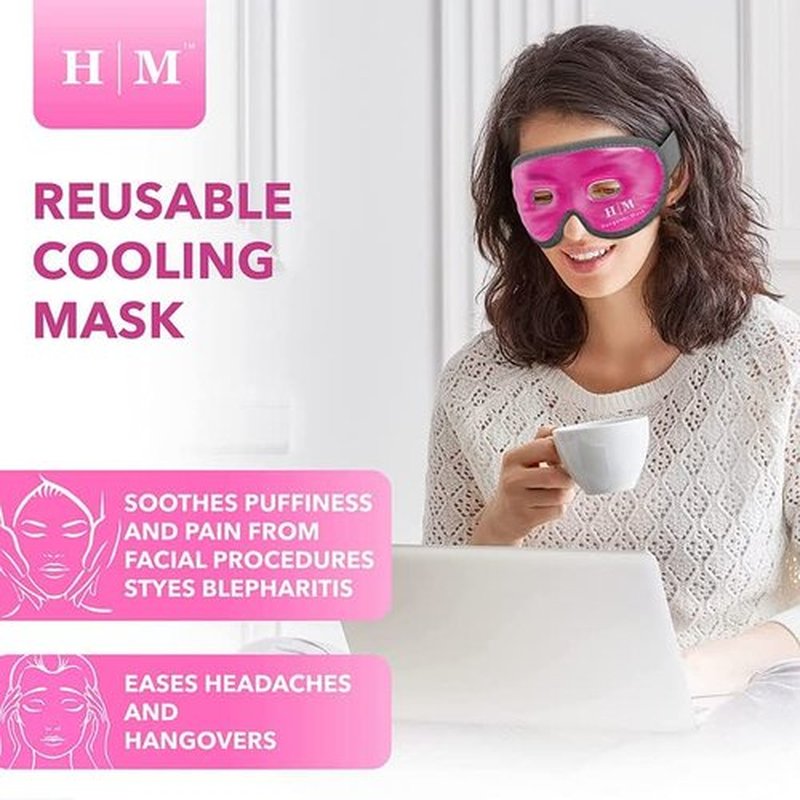 Cooling Eye Mask -HM Mask- Reusable Gel Eye Mask Cold Pack -Our Ice Eye Mask Soothes Puffy Eyes, Dark Circles & Hangovers- Relieve Your Headaches & Sinus Pain With Cold Eye Mask & Eye Gel Mask Therapy