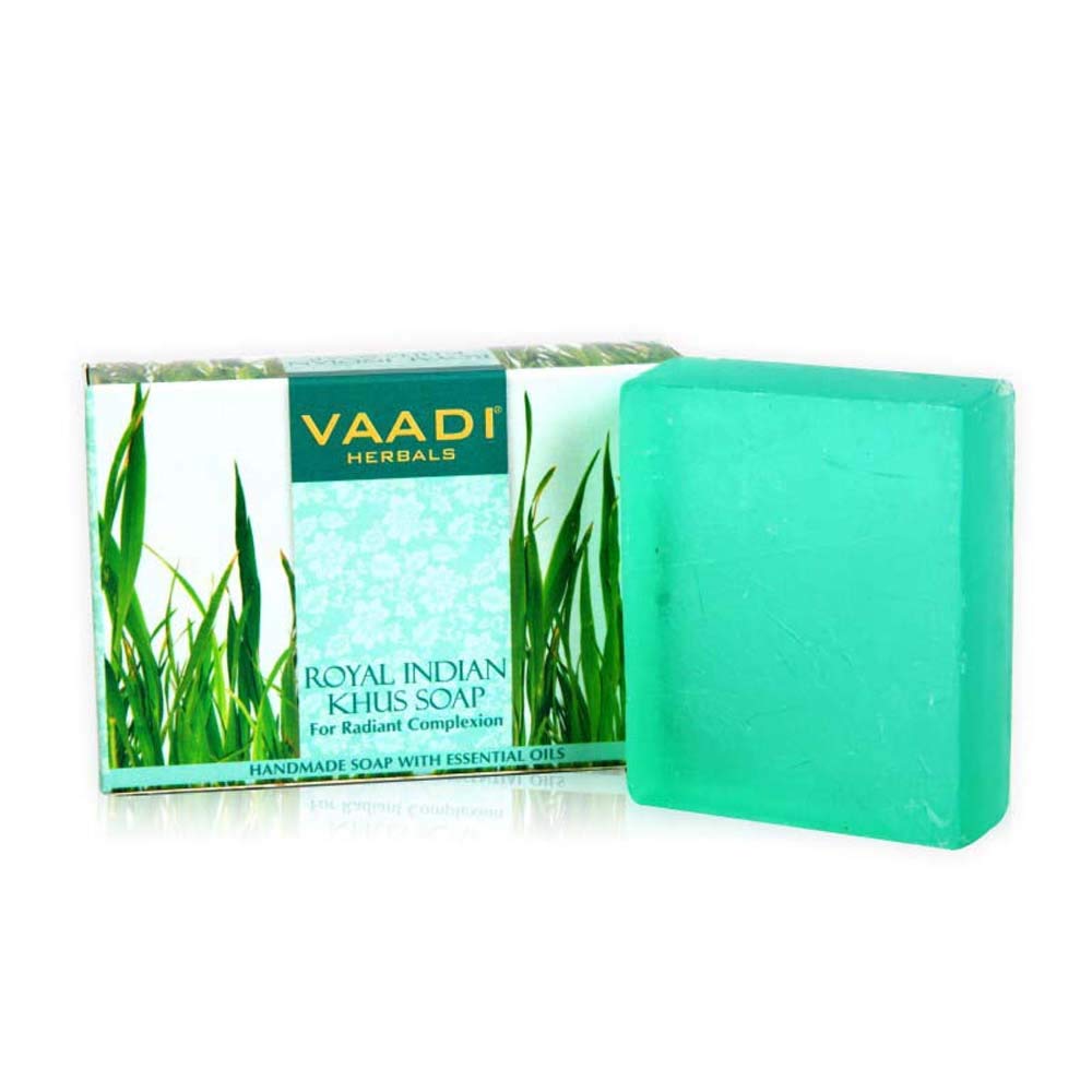 Vaadi Herbals Vetiver Soap (Royal Indian Khus Bar) - Handmade Herbal Product with 100% Pure Essential Oils - ALL Natural - Each 2.65 Ounces - Pack of 3 (8 Ounces)