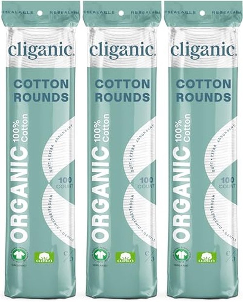 Cliganic Premium Cotton Rounds for Face (200 Count) | Makeup Remover Pads, Hypoallergenic, Lint-Free | 100% Pure Cotton (Packaging May Vary)