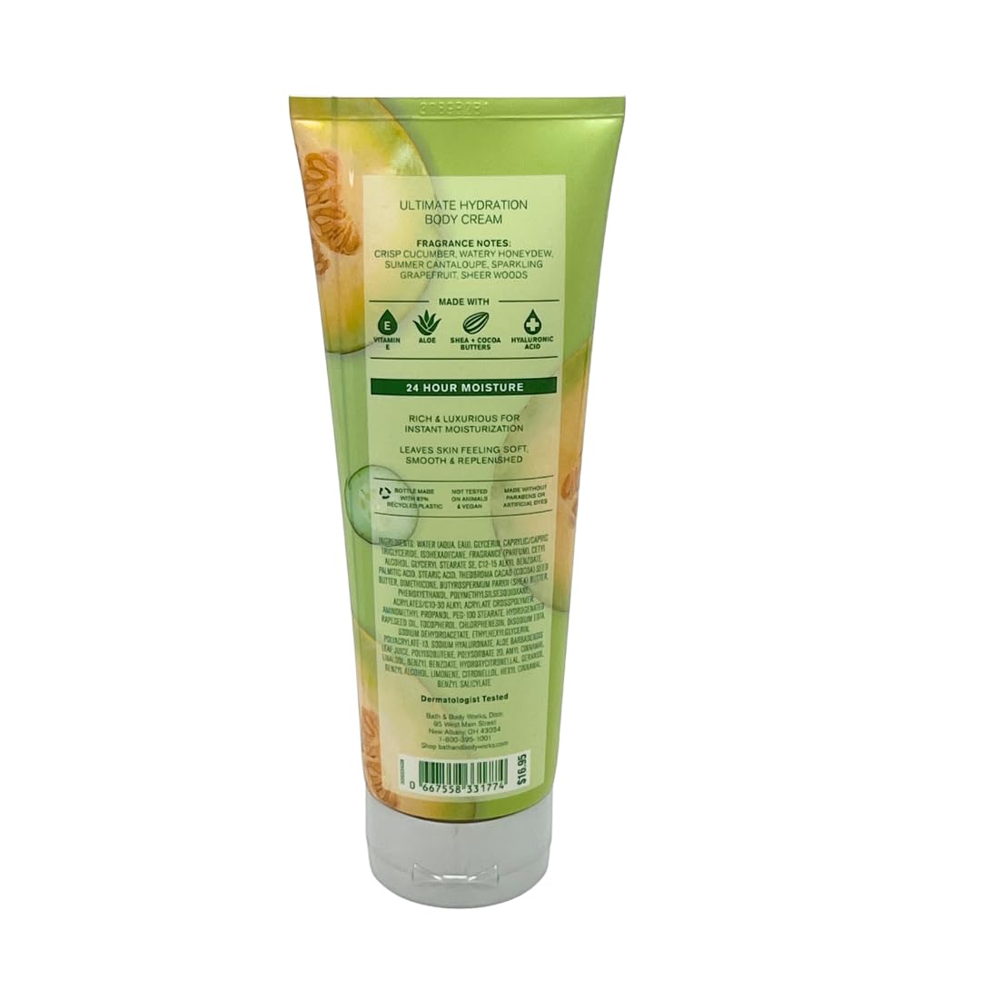 Bath & Body Works Cucumber Melon 3pc bundle - Shower Gel 10oz, Mist 8oz, & Body Cream 8oz