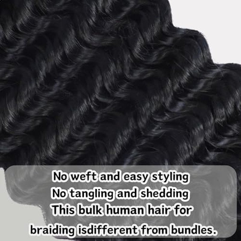 Deep Wave Bulk Hair For Braiding Hair 18inch 150g No Weft Wet And Wavy Quality Synthetic Hair Braiding Extensions For Boho Braids（2 Bundles/Pack 613#）