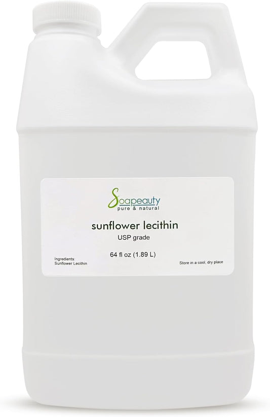 Sunflower Lecithin Oil - Cold Pressed Unrefined 100% Pure Natural | Skin Moisturizer & Soap Making | 64 fl oz