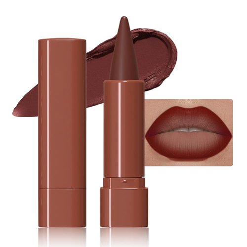 JUAAZIN Wine Gradient Matte Lipstick Crayon Lip Liner pencil, Flawless Contour Gradual Ombre Effect lip Pencil, High Pigmented Long Lasting Waterproof Smudge Proof Lipstick Pencil 08#