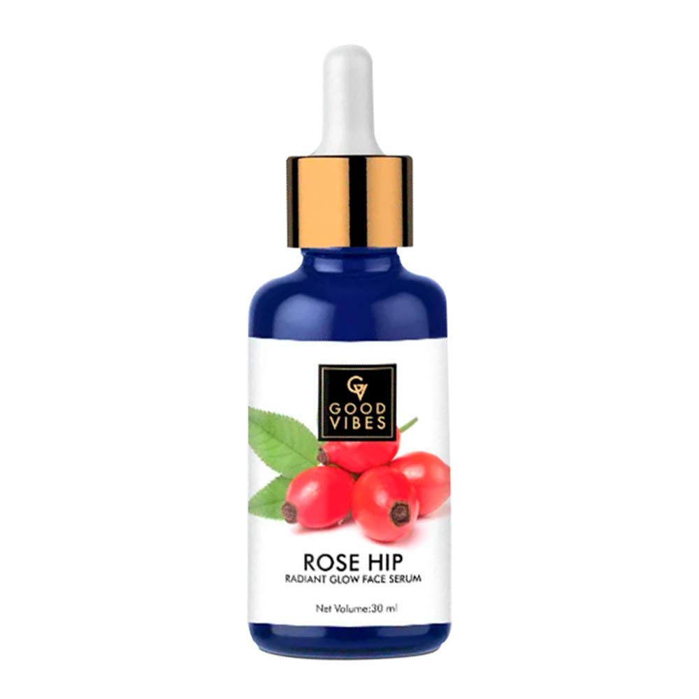 Good Vibes Rosehip Face Serum | Radiant Glow Formula for Clear, Smooth Skin | Hydrating Anti-Aging Facial Serum with Vitamin A & C | No Parabens, No Sulphates | All Skin Types | 1.01 Fl Oz (30ml)