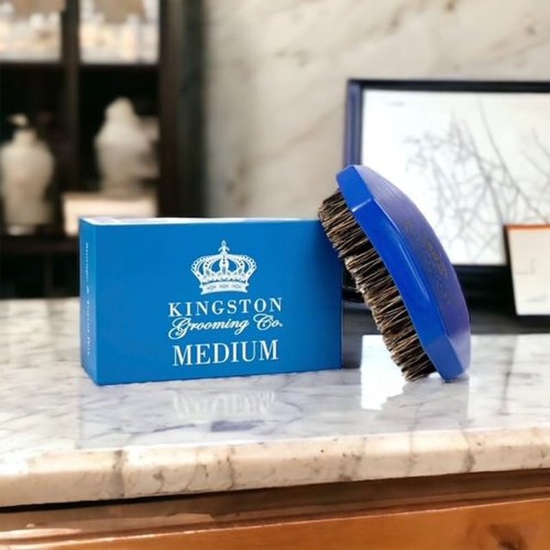 Kingston Grooming Co. Medium Wave Brush for Men 360, Boar Bristle Men’s Hair Brush- Perfect for Hair, Beards or Waves- Travel Box Included