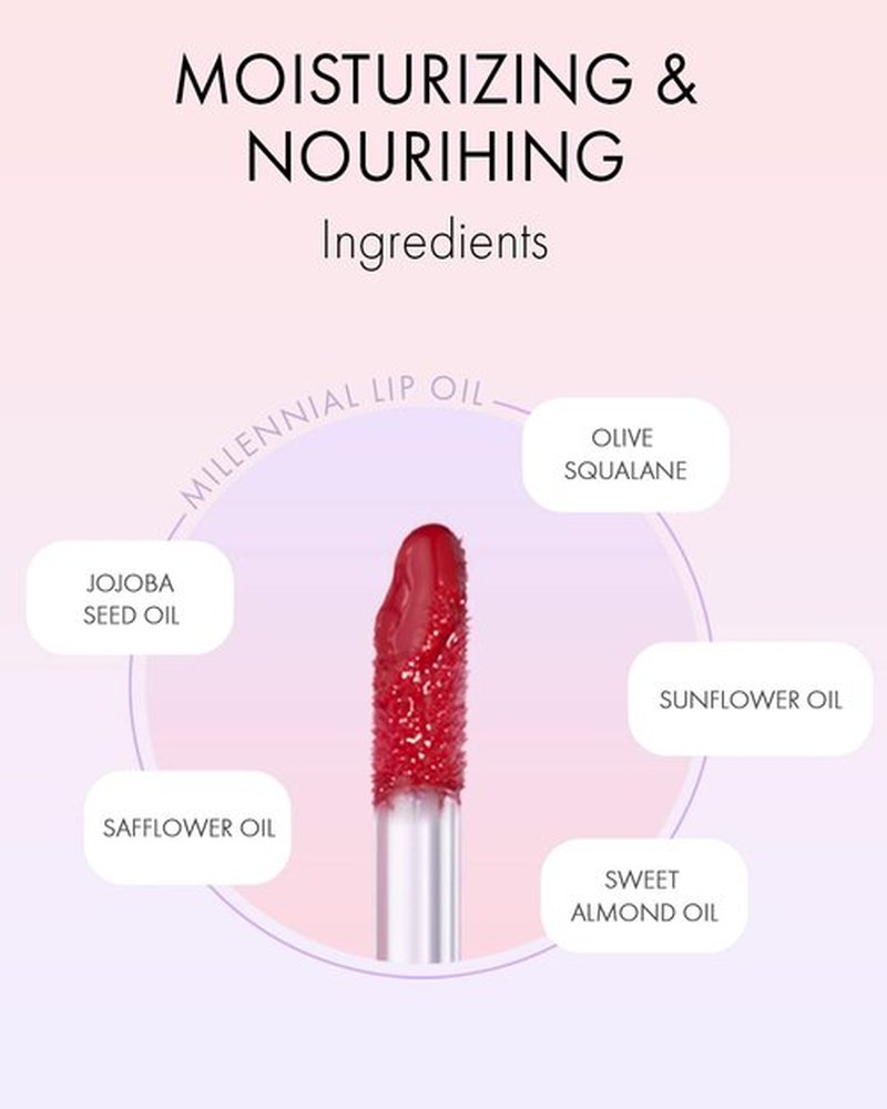 VIDIVICI Millennial Lip Oil #02 Illumination - Non-Sticky Dewy Gloss for Moisturized & Voluminous Lips - Illuminating Transparent Lavender-Blue Glitter Lip Makeup, 0.12 fl.oz.