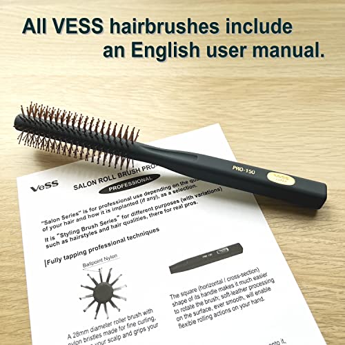 VESS Salon Roll Brush Professional Use PRO-150 For Short Hair and Medium Hair-D28 mm-Made in Japan