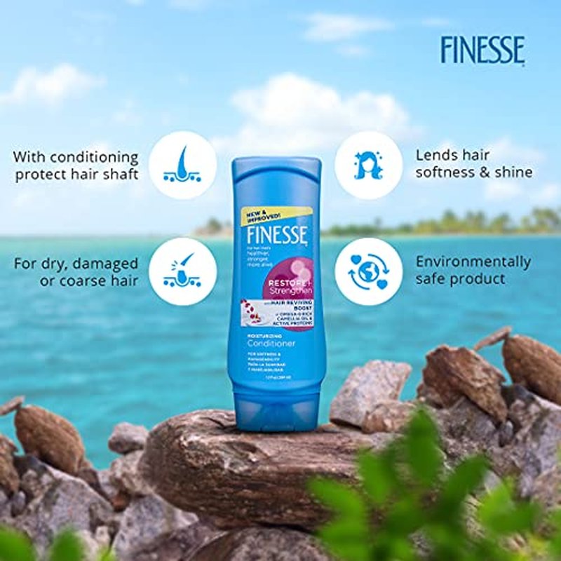 FINESSE Restore + Strengthen Moisturizing Conditioner, 24 oz, Moisturize & Repair Dry or Damaged Hair for Soft, Healthy Looking Hair (Pack of 2)
