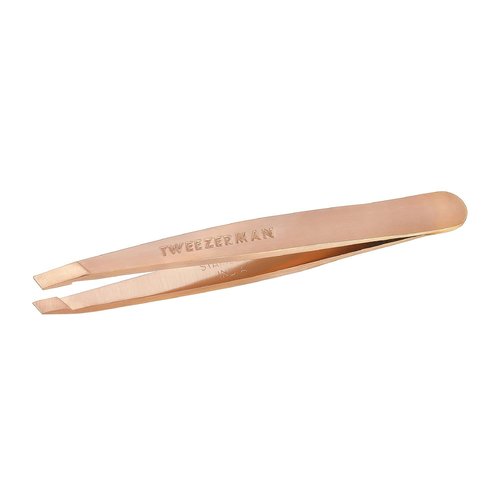Tweezerman Rose Gold Mini Slant Tweezer - Tweezers for Eyebrows, Travel Tweezers for Eyebrows, Facial Hair, Ingrown Hair