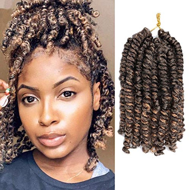 Dorsanee Short Bob Spring Twist Crochet Hair 6 Inch 6 Packs Pre-twisted Cute Spring Twists Curly Crochet Braids Pre Looped Mini Passion Twists Fluffy Twist Synthetic Hair Extensions (6 Inch,1B#)