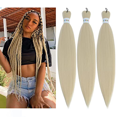 Newluyang Ombre Pre Stretched Braiding Hair,100% Kanekalon Synthetic Top Silky Color Blend Synthetic Fiber Easy Braid Hair Extensions,26inch 6packs Yaki Texture Crochet Hair Braids（Ombre Purple)