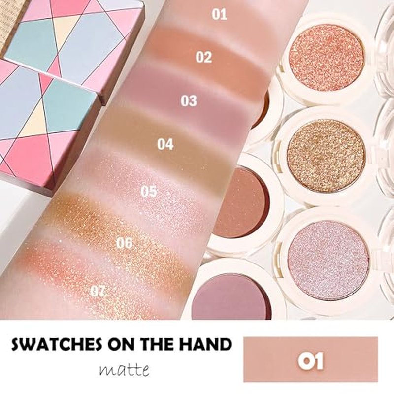 HHLTOH Eyeshadow Single Matte, High-Pigment Monochrome Eye Shadow Pressed Powder, Everyday Velvety Silky Eye Makeup Looks, Professional Long-Lasting Waterproof Single Eyeshadow Palette, Nude 01