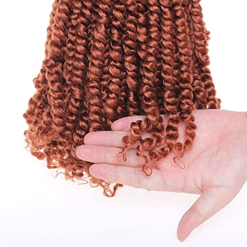 ZRQ Goddess Passion Twist Hair with Curly End 14 Inch Pre Twisted Passion Twist 8 Packs Ombre Red Pre Looped Short Boho Style Crochet Braids Hair Extensions for Women