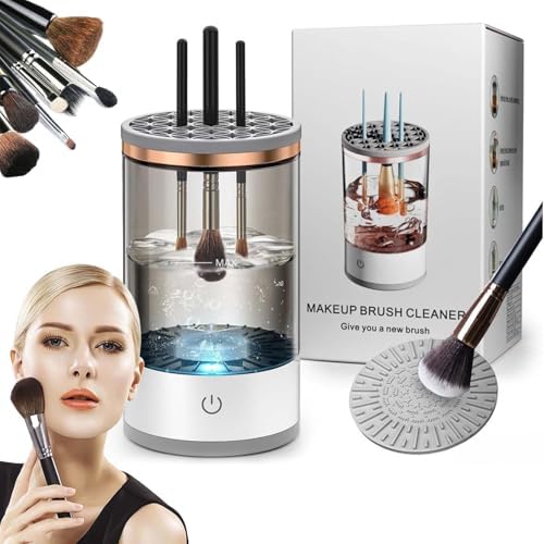 Rinse Hero Brush Cleaner, 2025 New Rechargeable Cosmetic Brush Cleaner, Beauty Swirl Cosmetic Brush Cleaner for All Size Makeup Brush (Clear,Plug-in)