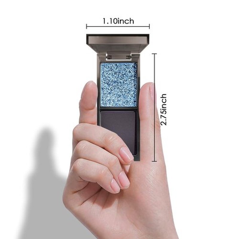 HHLTOH Two Color Matte Shimmer Eyeshadow, Blue Black Double Pigment Eye Shadow Powder, Long-Lasting Waterproof Makeup Palette,Blendable, Easy-To-Apply and Compact for Travel，0.14 Oz,02#