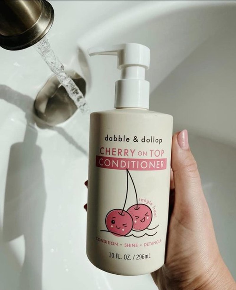 Dabble & Dollop Cherry on Top Conditioner - Natural Shine & Detangler for Kids, 100% USA-made, Paraben & Sulfate Free, Vegan, Gluten-free, Tear-Free (10oz, Pack of 2)