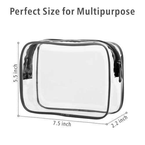 PACKISM Clear Makeup Bags - 3 Pack TSA Approved Toiletry Bag, Travel Clear Toiletry Bag, Quart Size Bag Clear Cosmetic Bag, Black White Grey