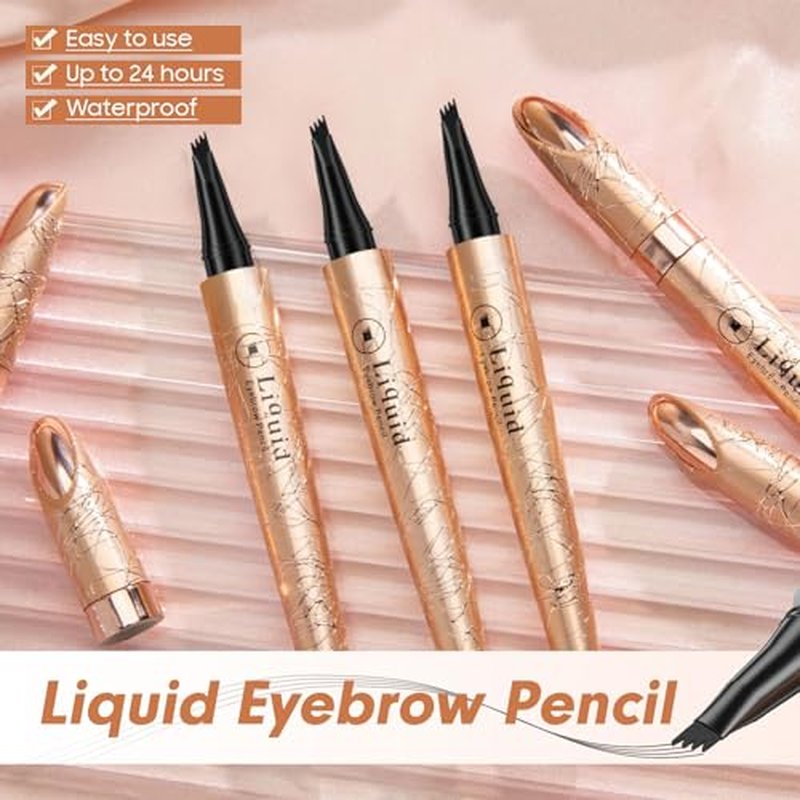 Eyebrow Pen - Microblading Eyebrow Pencil, Long Lasting Waterproof Brow Pencil With Micro-Fork Tip Applicator Creates Natural Looking Brows Effortlessly (Black)