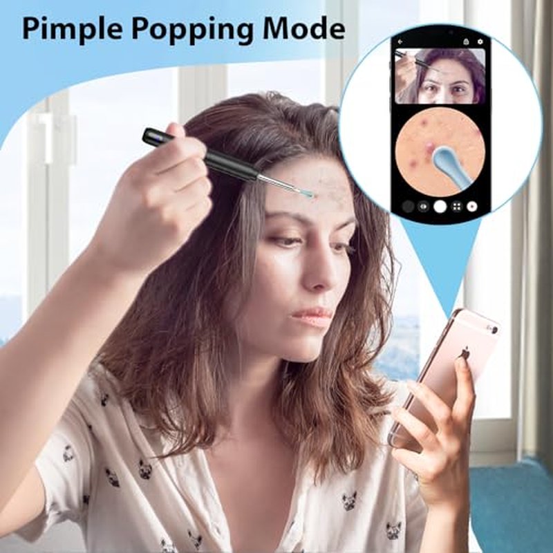 JEGOAT Ear Wax Removal, Ear Wax Removal Tool with 1296P HD Camera and 6 LED Lights, Ear Cleaner with 10 Ear Pick, Upgrade Ear Wax Removal Tool for iOS and Android (Black)
