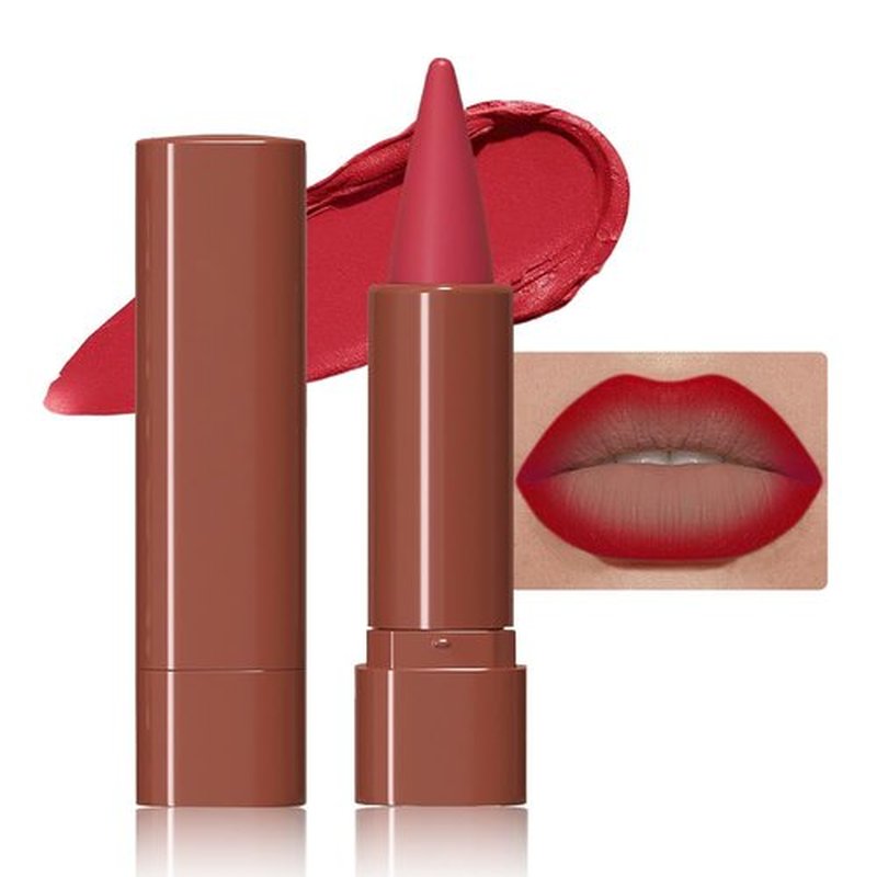 JUAAZIN Carmine Gradient Matte Lipstick Crayon Lip Liner pencil, Flawless Contour Gradual Ombre Effect lip Pencil, High Pigmented Long Lasting Waterproof Smudge Proof Lipstick Pencil 06#