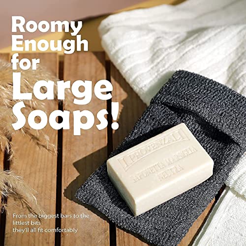 myHomeBody Soap Pocket Exfoliating Soap Saver Pouch, Body Scrubber Sponge, Exfoliator for Bath or Shower, for Large Bar Soap or Leftover Bits, Graphite Gray, 6 Pack + 6 Soap Lifting Pads