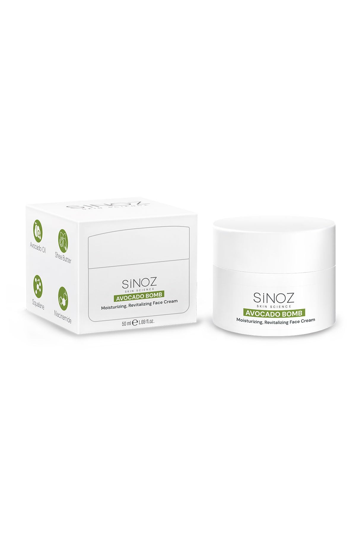 sinoz Avocado Bomb Revitalizing Moisturising Face Care Cream 50 Ml
