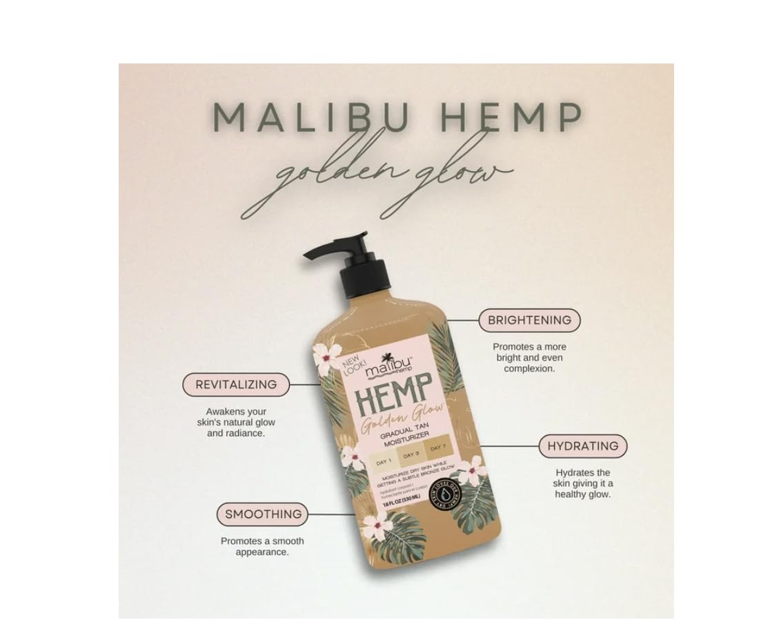 MalibuHemp Golden Glow Body Moisturizer for Dry Skin 18 fl oz