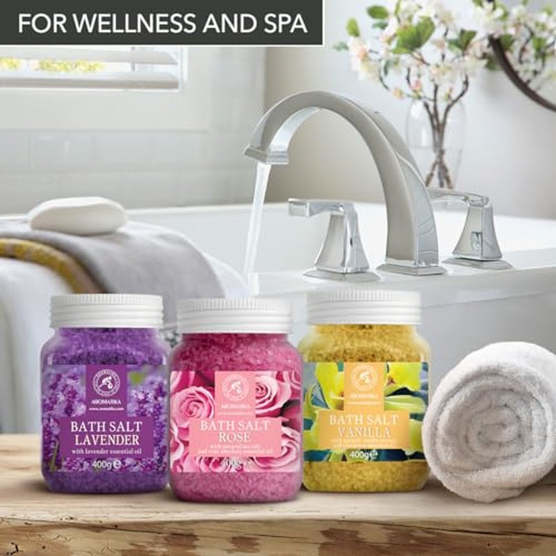 Bath Salts Set 42 Oz - Epsom Salt - Himalayan Pink Salt - Dead Sea Salt - 100% Pure & Natural - Best for Good Sleep - Beauty - Bathing - Body Care - Wellness - Relax - Aromatherapy - Spa