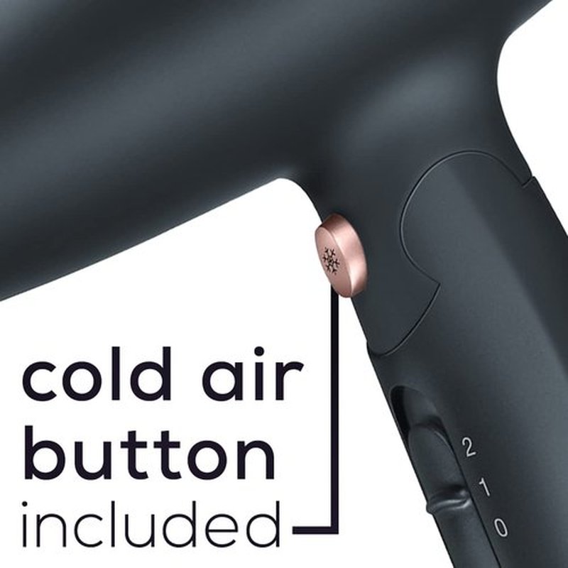 Beurer HC25 Ionic Hair Dryer for Travel with Voltage Switch 1600W Anti Frizz Blow Dryer, Foldable Handle, Lightweight Styler, Nozzle Attachment, Black and Rose Gold