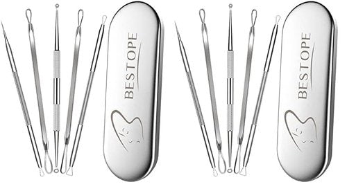 TAYTHI Blackhead Remover Tool, Pimple Popper Tool Kit, Blackhead Extractor Tool for Face, Extractor Tool for Comedone Zit Acne Whitehead Blemish, Stainless Steel Extraction Tools (Pack of 2)
