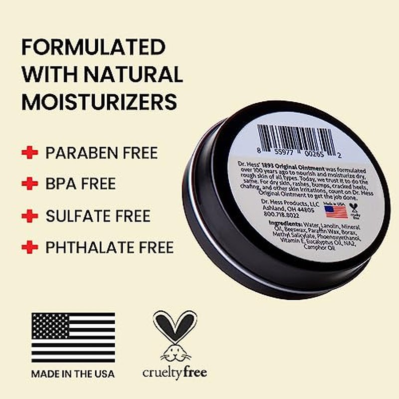 Dr. Hess' 1893 Original Udder Ointment, All-Purpose Nourishing Body Moisturizer for Healing Dry, Irritated Skin, Cracked Heels, Rashes, Chafing with Lanolin, Beeswax, & Eucalyptus Oil, 1.4 oz 4 Pack