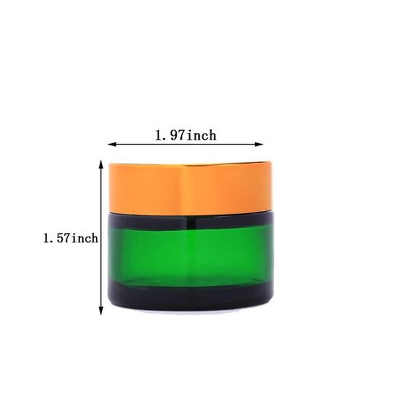 Over News 1PCS 1 oz Glass Container Jars with Lids, Empty Cosmetic Round for Cream, Lotion (Green)