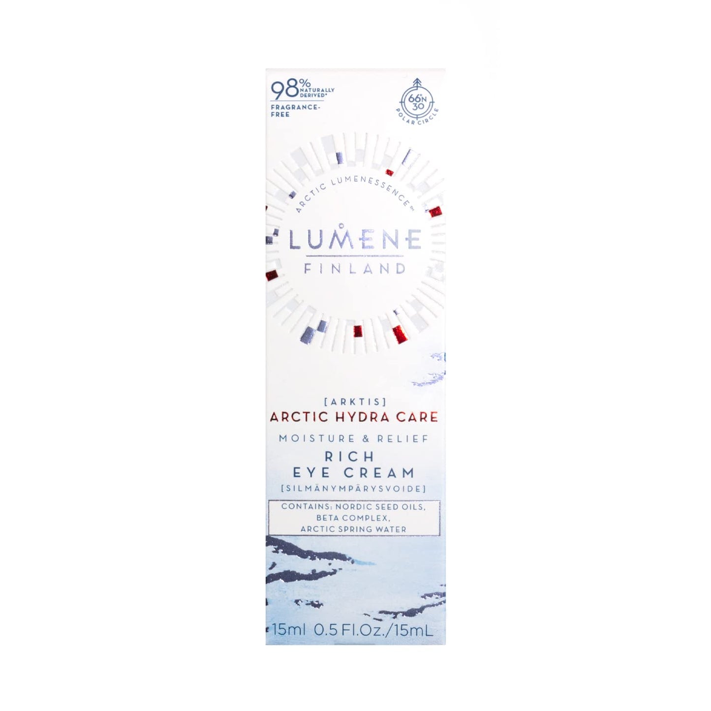 Lumene Arctic Hydra Care [Arktis] Moisture & Relief Rich Eye Cream, 0.5 Fl.oz, Fragrance Free Eye Cream for Dry and Sensitive Skin (81759)