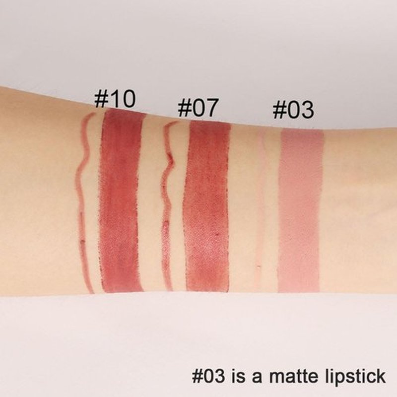 2 in 1 Nude Beige Matte Lip Liner & Lipstick Combination, DNM Metallic Dual Ended Lipstick, Lip Liner, Lip Gloss, 24 Hour all Day Long-Lasting Waterproof Lipliners Pen for Women Lip Makeup Gift Set03