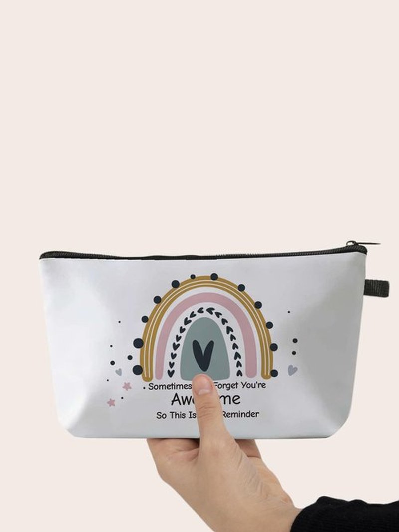 Deanfun Small Makeup Case - Cute and Waterproof Cosmetic Bag for Women(Rainbow, Sometimes You Forget That You'Re Awesome, So This Is Your Reminder D5-56371)